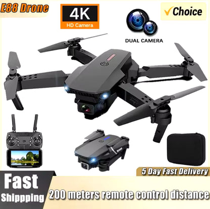 E88 Pro Foldable Quadcopter Drone - WIFI FPV, HD 4K Camera, Altitude Hold