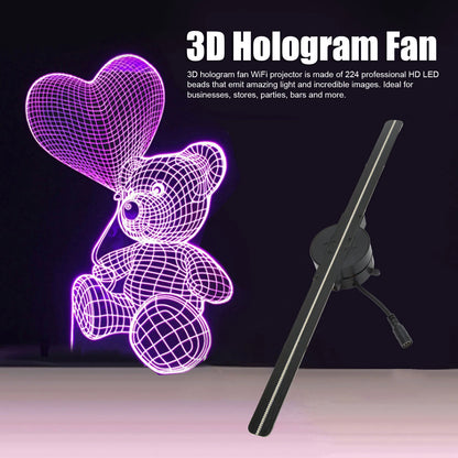 3D Hologram Fan 16.5in 2000x224 WiFi 3D Projector with 224 LED Light Beads for Business Store Advertising 100‑240V