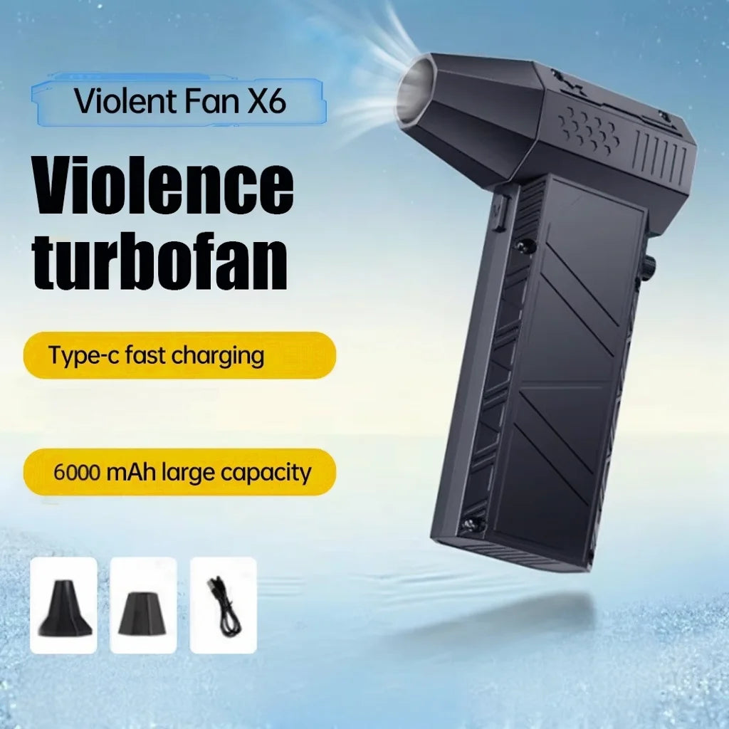 Violent Fan 200000RPM Powerful Air Blower Vacuum Dust Cleaner Type-C Charging Strong Winds 53m/s Brushless Turbo Jet Blower ﻿