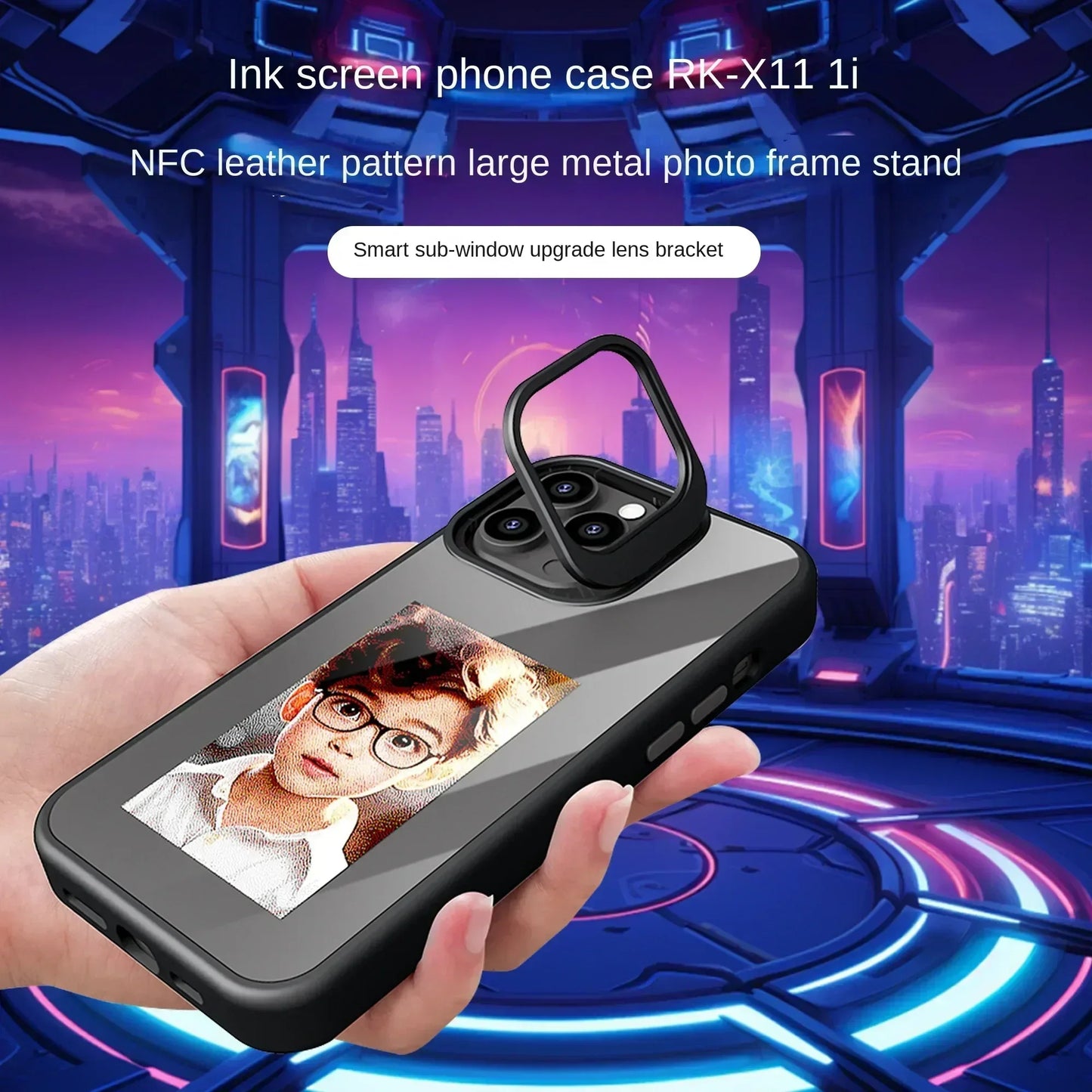 High end DIY screen projection AI phone case For iphone 16 15 14 13 Pro Max Smart NFC E-ink Screen Couple Photo shockproof shell