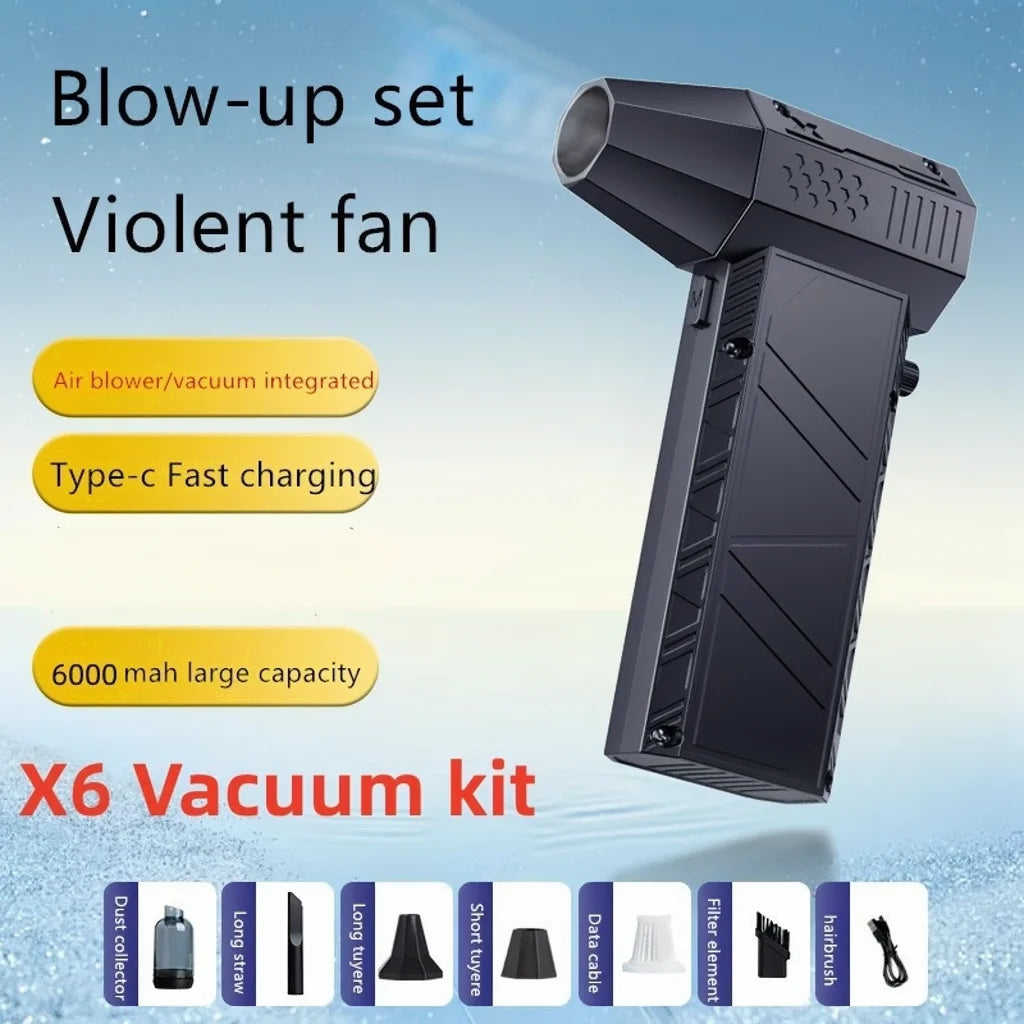 Violent Fan 200000RPM Powerful Air Blower Vacuum Dust Cleaner Type-C Charging Strong Winds 53m/s Brushless Turbo Jet Blower ﻿