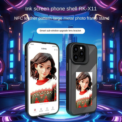 High end DIY screen projection AI phone case For iphone 16 15 14 13 Pro Max Smart NFC E-ink Screen Couple Photo shockproof shell