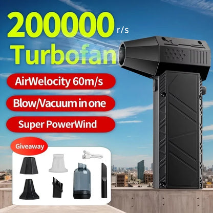 Violent Fan 200000RPM Powerful Air Blower Vacuum Dust Cleaner Type-C Charging Strong Winds 53m/s Brushless Turbo Jet Blower ﻿