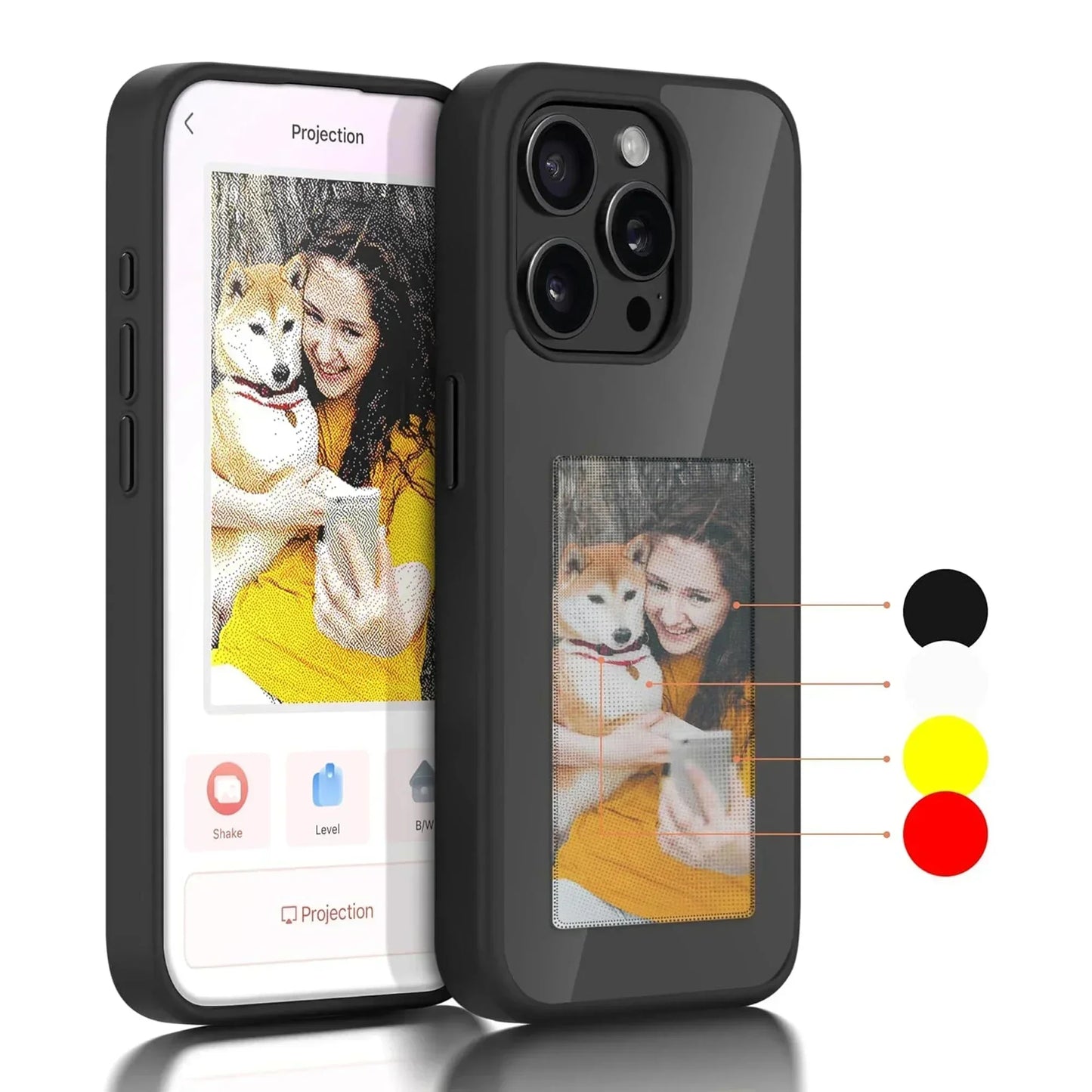 High end DIY screen projection AI phone case For iphone 16 15 14 13 Pro Max Smart NFC E-ink Screen Couple Photo shockproof shell