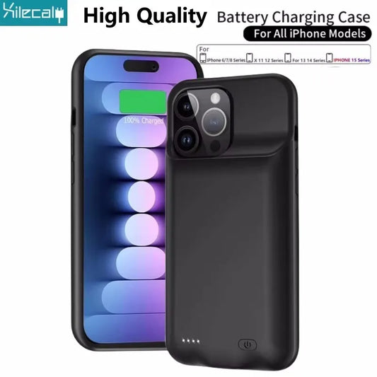 Чехол-аккумулятор Xilecaly для iPhone 15 Pro Max 13 14 Pro 12 Mini Power Bank, зарядный чехол для iPhone XS Max XR 7 8 Plus SE2 3