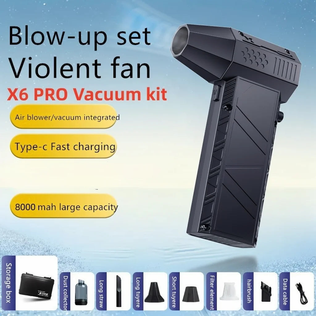 Violent Fan 200000RPM Powerful Air Blower Vacuum Dust Cleaner Type-C Charging Strong Winds 53m/s Brushless Turbo Jet Blower ﻿